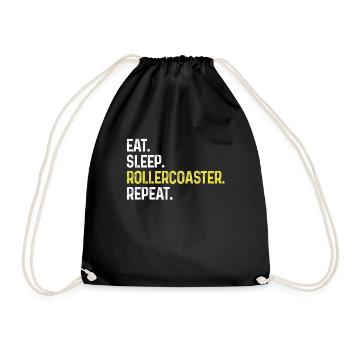 Eat Sleep Rollercoaster Repeat Funny Theme Park - Drawstring Bag - black - Front