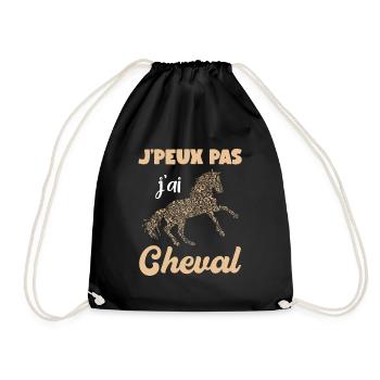 Je peux pas j'ai cheval silhouette cheval mandala - Sac de sport léger - noir - Devant