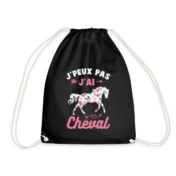 Je peux pas j'ai cheval silhouette cheval fleurs - Sac de sport léger - noir - Devant