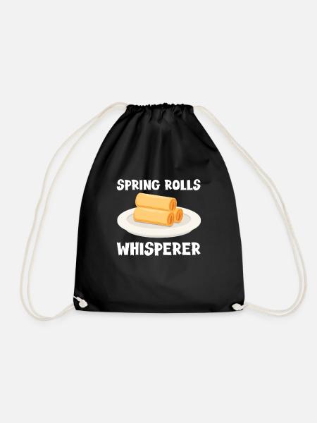 Spring Rolls Whisperer - Drawstring Bag - black