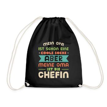 Mein Opa ist cool! Meine Oma ist die Chefin. Oma - Turnbeutel - Schwarz - Vorne
