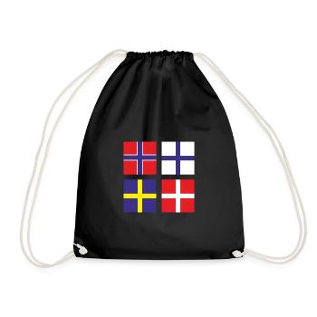 Skandinavien Quadrate Norwegen Schweden Finnland - Turnbeutel - Schwarz - Vorne