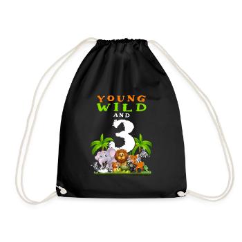 3ème anniversaire pour trois ans enfants dinosaures - Sac de sport léger - noir - Devant