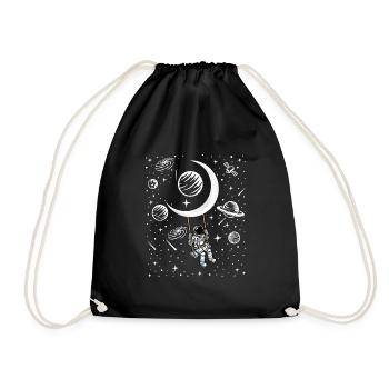 Astronauten Schaukel Geschenk - Turnbeutel - Schwarz - Vorne