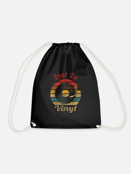 Lost In Retro Vinyl Vintage - Turnbeutel - Schwarz