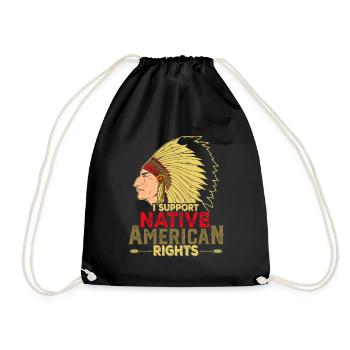 Native American Quote I Support Native - Drawstring Bag - black - Front