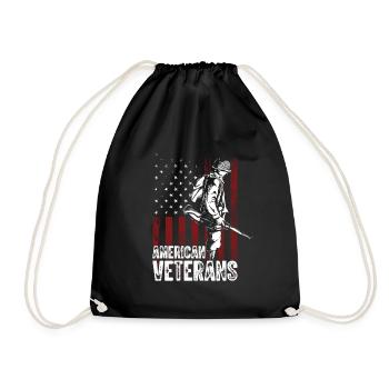 Veteran Quote American Veteran - Drawstring Bag - black - Front