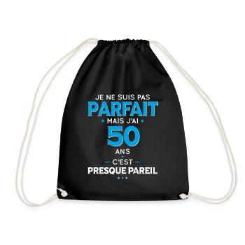 Anniversaire 50 ans - Pas parfait mais j'ai 50 ans - Sac de sport léger - noir - Devant