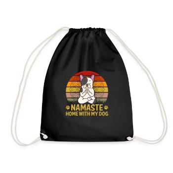 Yoga Quote Namaste Home With My Dog - Drawstring Bag - black - Front