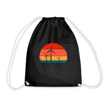 Wind turbine - Drawstring Bag - black - Front