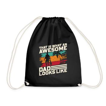 Fathers Day Quote That What Awesome Dad Looks Like - Drawstring Bag - black - Front