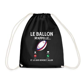 Le ballon m'appelle rugby sport passion téléphone - Sac de sport léger - noir - Devant