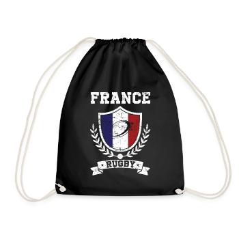 Ballon ovale drapeau écusson france rugby vintage - Sac de sport léger - noir - Devant
