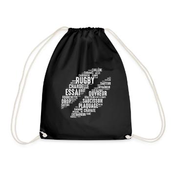 Ballon de rugby ovale humour rugbyman plaquage - Sac de sport léger - noir - Devant