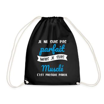 Musculation - Pas parfait mais musclé - Sac de sport léger - noir - Devant