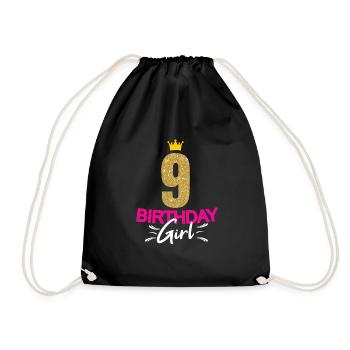 Birthday Girl Ladies 9 ans Dicton drôle - Sac de sport léger - noir - Devant