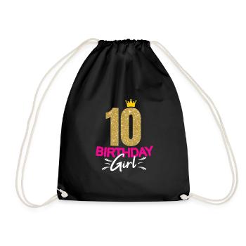 Anniversaire Filles Dames 10 ans Dicton drôle - Sac de sport léger - noir - Devant