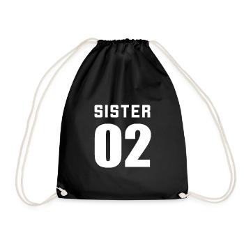 Sister 01 Sister 02 Sister 03 BFF Freundschafts - Turnbeutel - Schwarz - Vorne