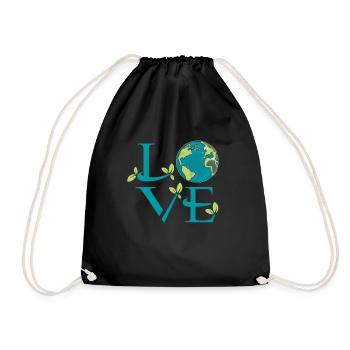 Earth Day Love Mother Nature Saves the Planet - Drawstring Bag - black - Front