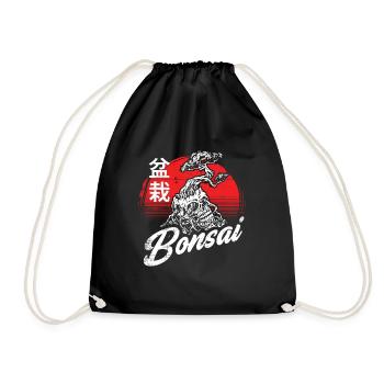 Bonsai Skull Gardening Calligraphy Design - Drawstring Bag - black - Front