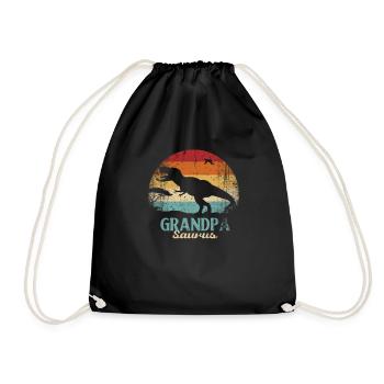 Grandpasaurus Retro Sunset Design For Grandfather - Drawstring Bag - black - Front