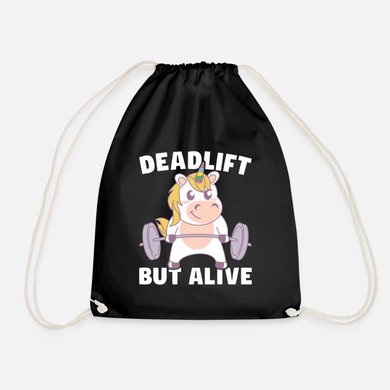 Deadlift Unicorn - Drawstring Bag - black