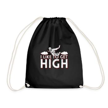 I Like To Get High Skydiving Parachuting - Drawstring Bag - black - Front