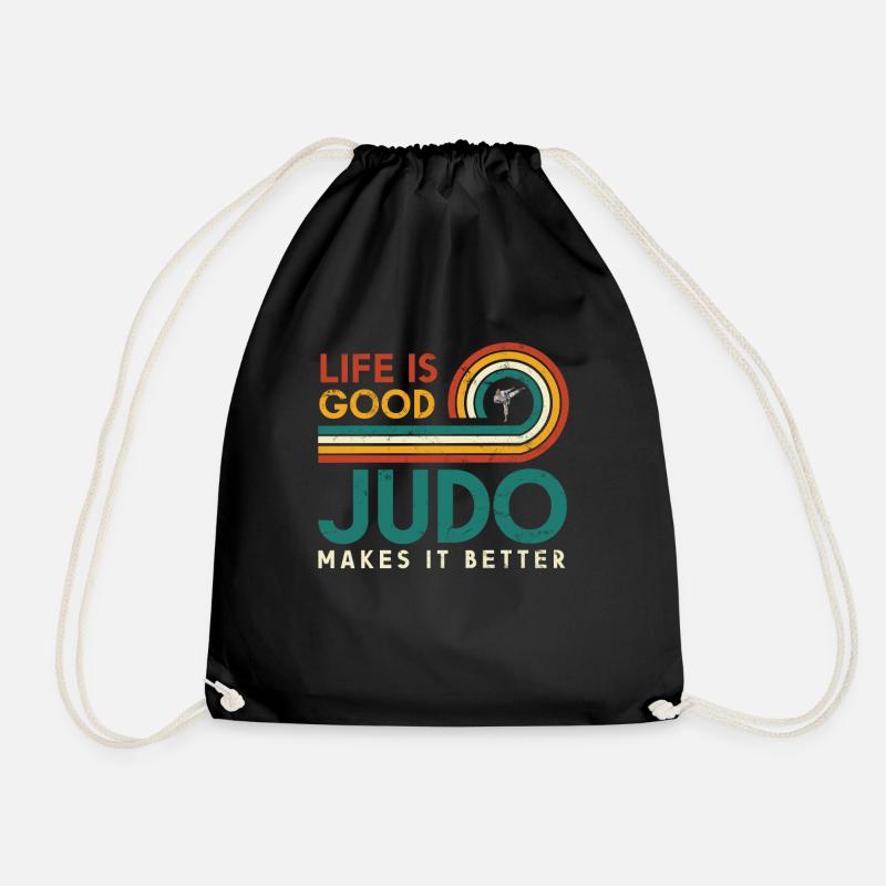 Life is good, judo makes it better - Drawstring Bag - black