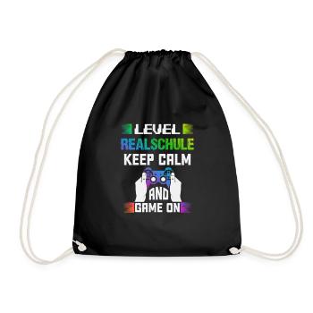 Level REALSCHULE keep calm and game on - Turnbeutel - Schwarz - Vorne