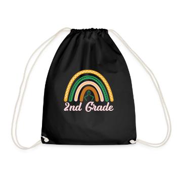 2nd class Leopard Rainbow Design for students and - Drawstring Bag - black - Front
