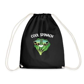 Cooler Spinat - Turnbeutel - Schwarz - Vorne