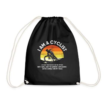 I am a cyclist design for a bike tour - Drawstring Bag - black - Front