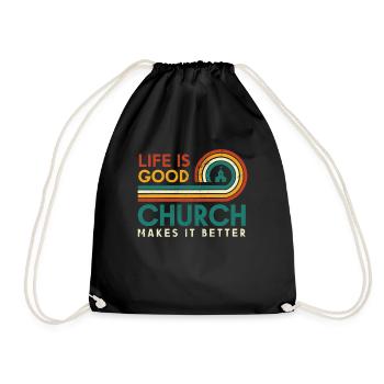 Life is a good church makes it better - Drawstring Bag - black - Front
