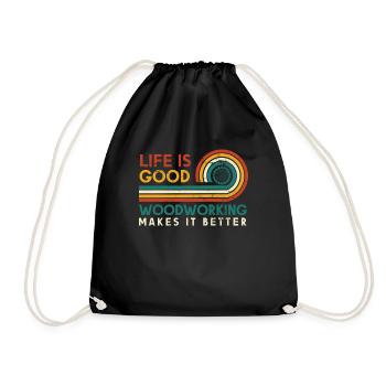 La vie est bonne Le travail du bois la rend meilleure - Sac de sport léger - noir - Devant