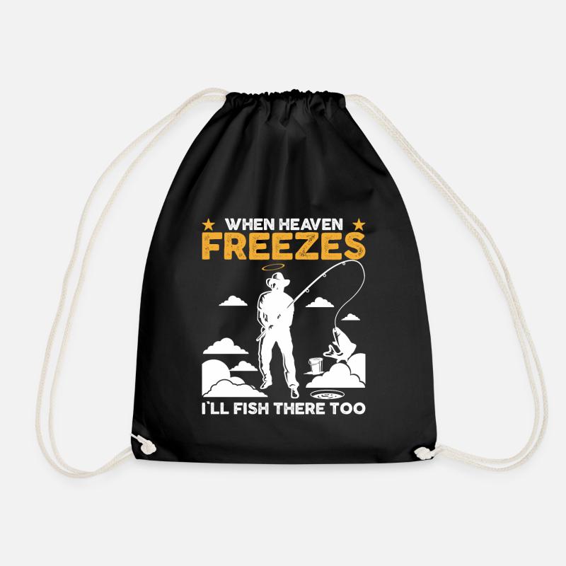 Funny fishing sky - Drawstring Bag - black