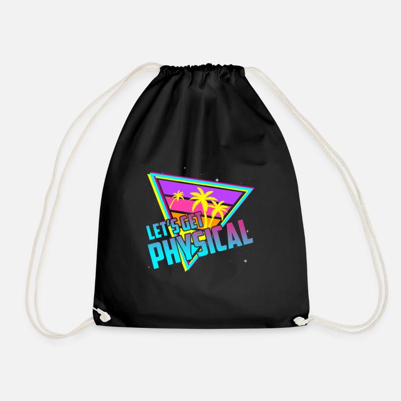 Let's Get Physical Vintage 80s Retro Workout - Drawstring Bag - black