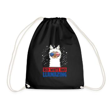 Red, White And Llamazing American July 4 - Drawstring Bag - black - Front
