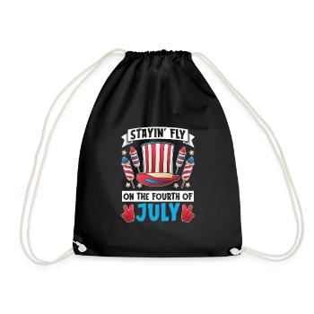 American July 4 Patriotic - Drawstring Bag - black - Front