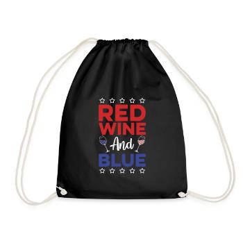 American 4 July Red Wine And - Drawstring Bag - black - Front