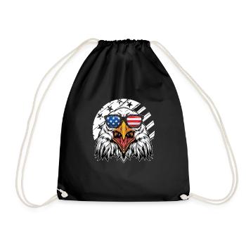 American July 4 Patriotic Eagle - Drawstring Bag - black - Front