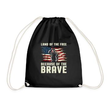 American July 4 Land of the Free - Drawstring Bag - black - Front