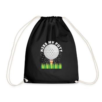Kiss My Putt For Golfers - Drawstring Bag - black - Front