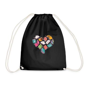 Heart book for book lovers - Drawstring Bag - black - Front