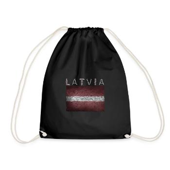 Lettland Latvia Riga Flagge - Turnbeutel - Schwarz - Vorne