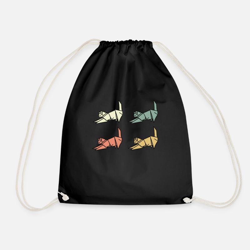 Origami Cats - Drawstring Bag - black