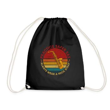 Saxophone Sax Player Jazz Music Woodwind Instrumen - Turnbeutel - Schwarz - Vorne