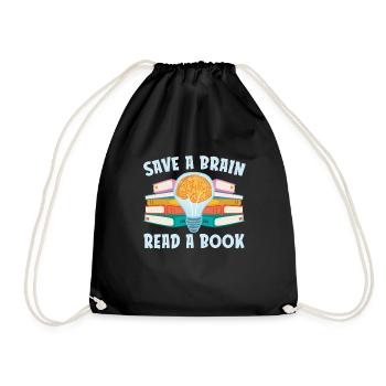 Save a Brain Read a Book for Book Lovers - Drawstring Bag - black - Front