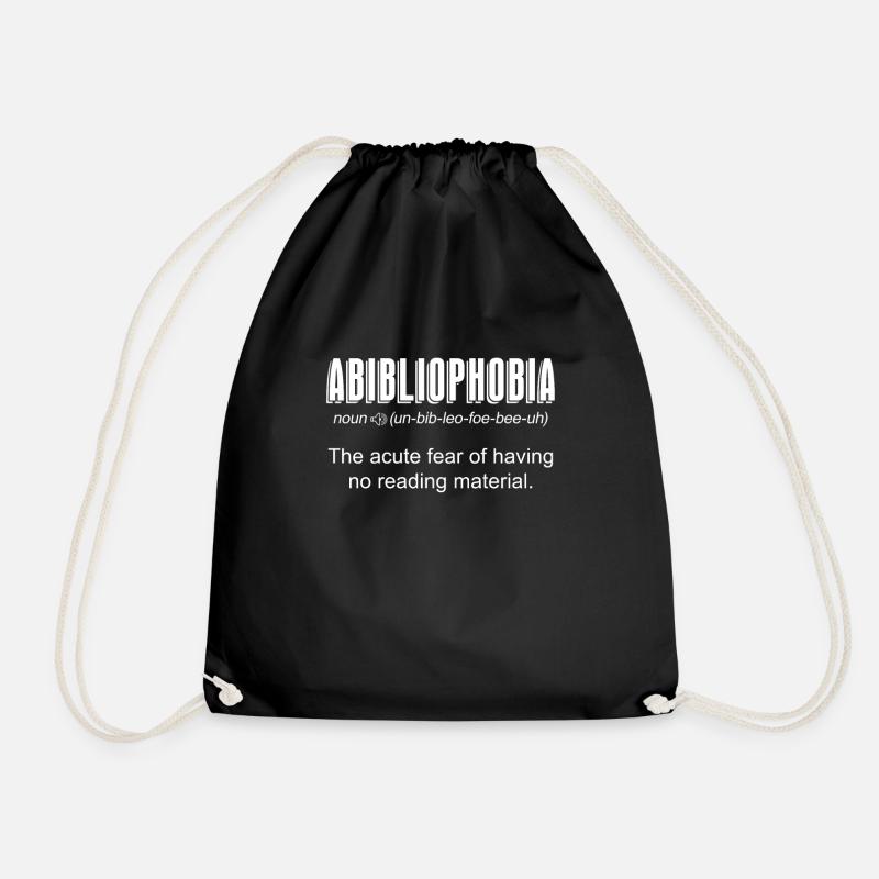 Abibliophobia For Book Lovers - Drawstring Bag - black