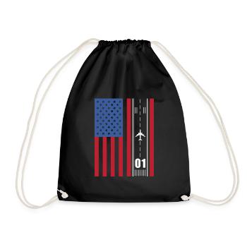 Patriotic Airplane American Pilot Airplane - Drawstring Bag - black - Front