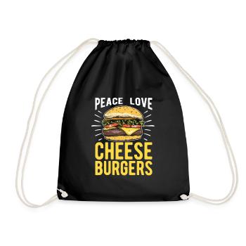 Peace Love Cheese Burger pour les amateurs de hamburgers - Sac de sport léger - noir - Devant